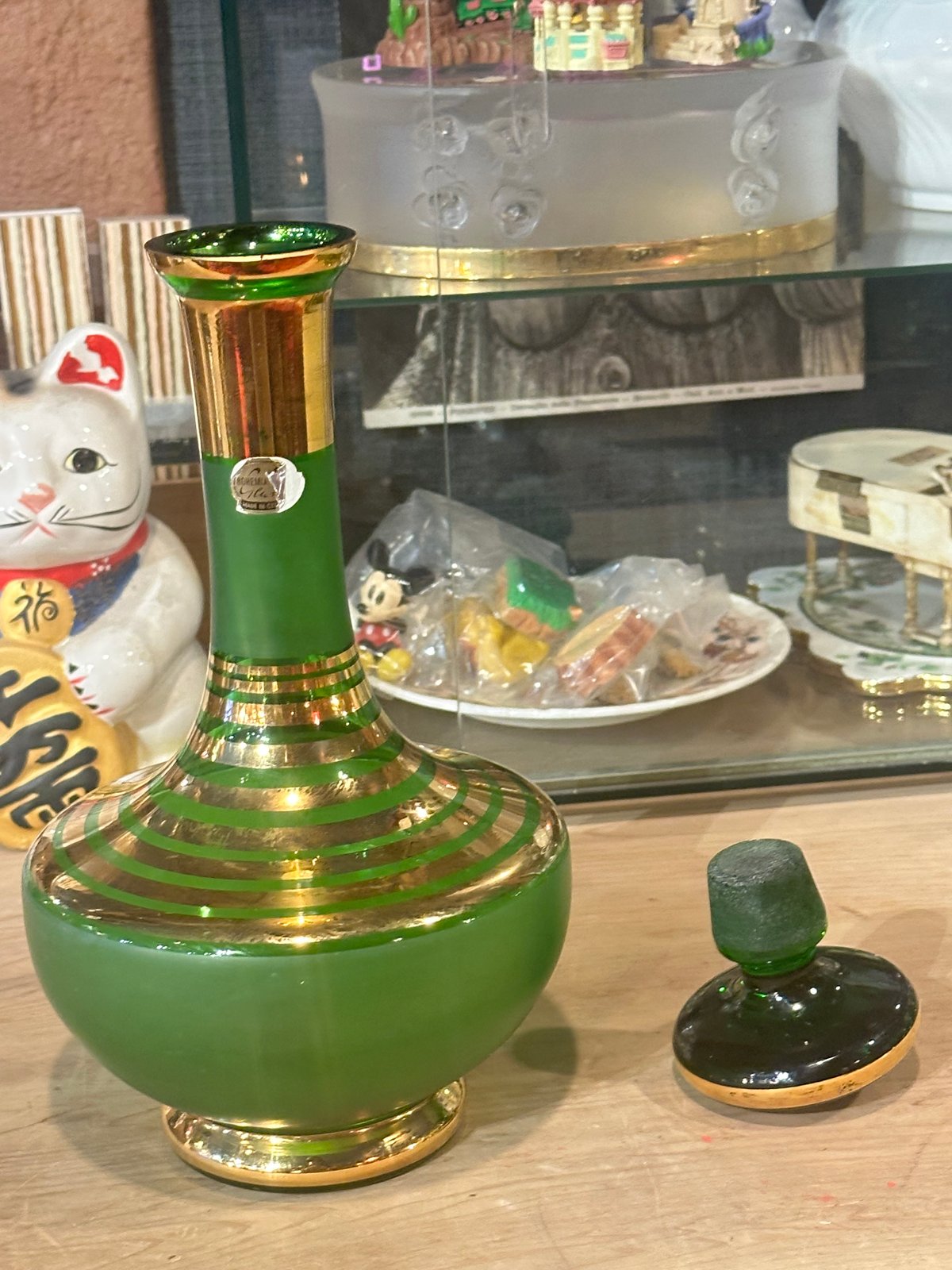 ボヘミアグラス 水さし、6点グラス チェコスロバキア産