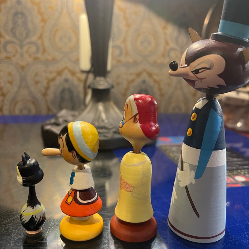ディズニーピノキオ まんがこけし4体セット（箱あり） | アンティーク