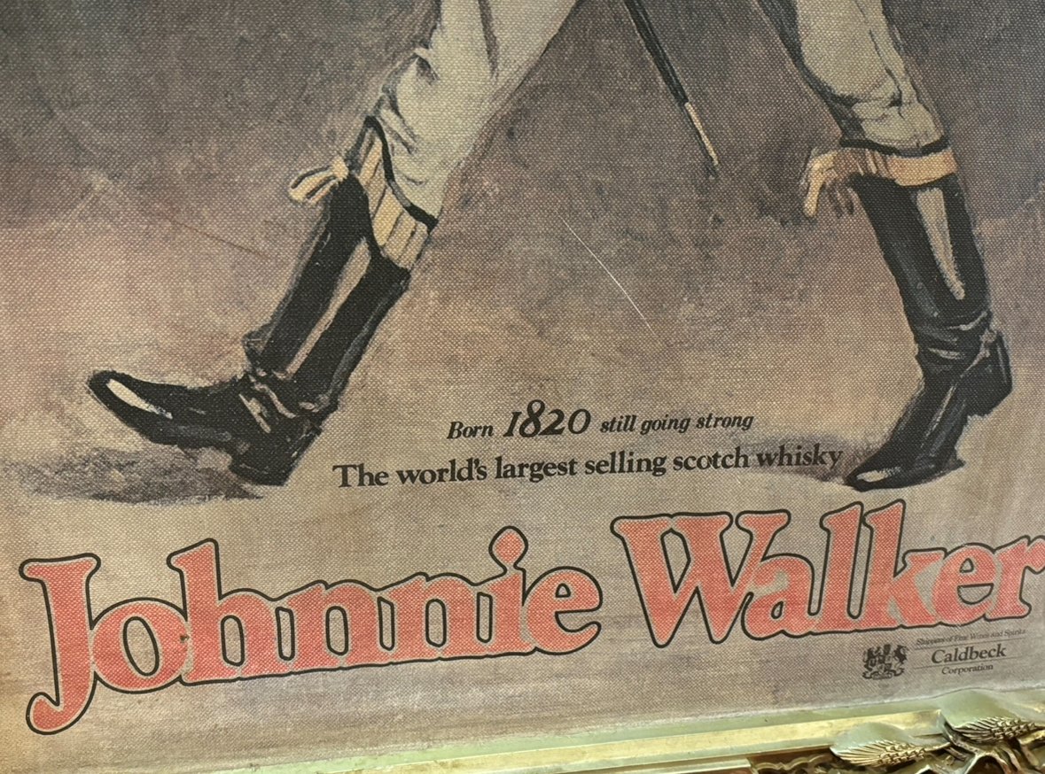 Johnnie Walker ジョニーウォーカー　額装　油絵風 ビンテージ 非売品】Johnnie Walker ジョニーウォーカー 額装 油絵風 看板