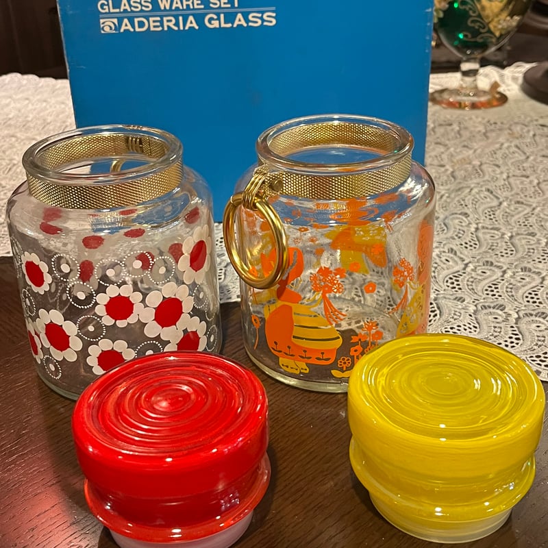 昭和レトロ アデリアグラスセット ポット 容器 GLASS WARE SET （箱