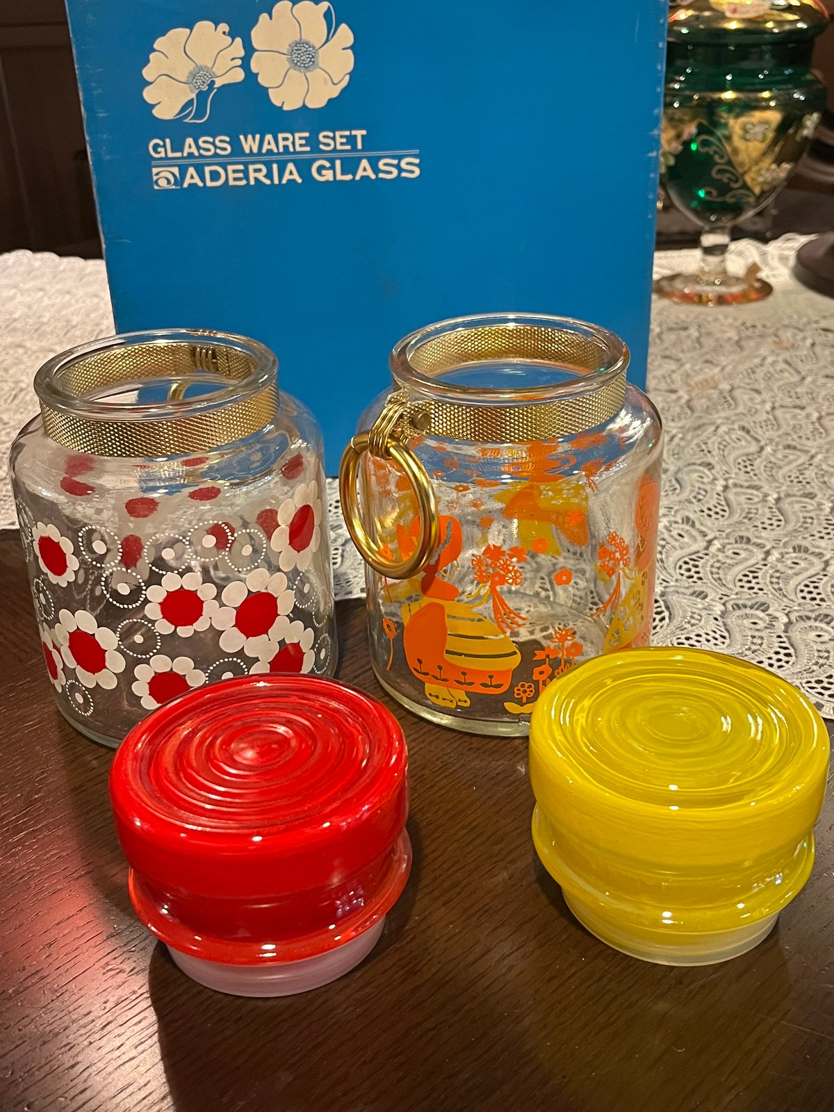 昭和レトロ アデリアグラスセット ポット 容器 GLASS WARE SET （箱