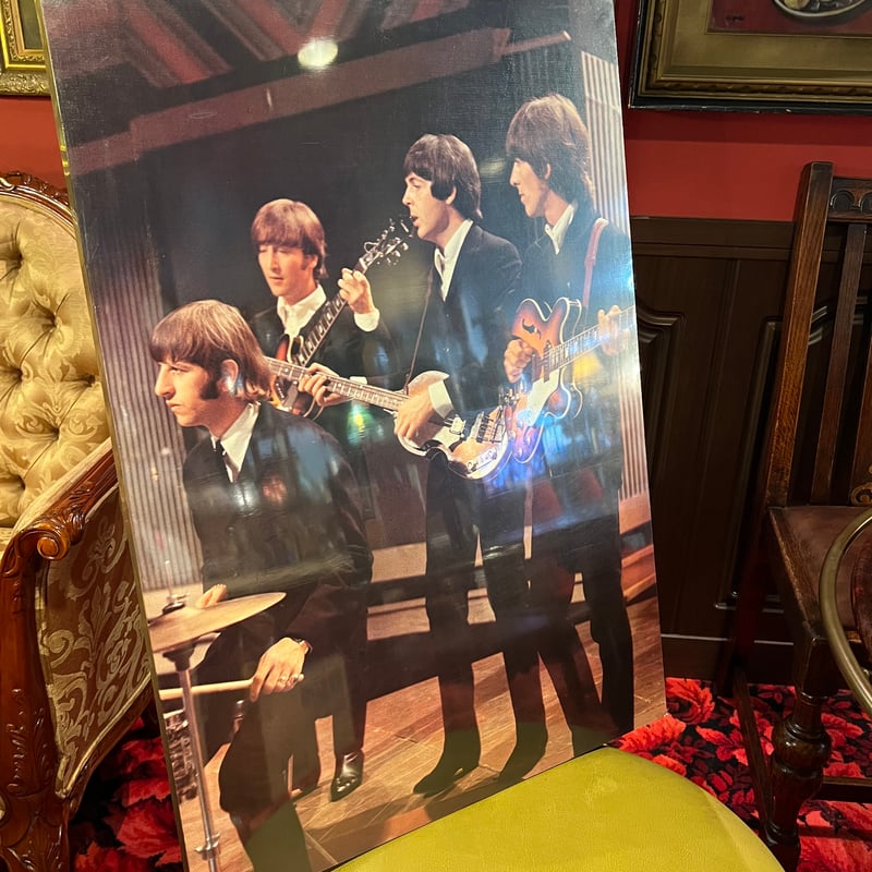 【美品】1970年代物　Beatles　ビートルズ　キャンバス風ポスター　パネル 美品】1970年代物 Beatles ビートルズ キャンバス風ポスター パネル