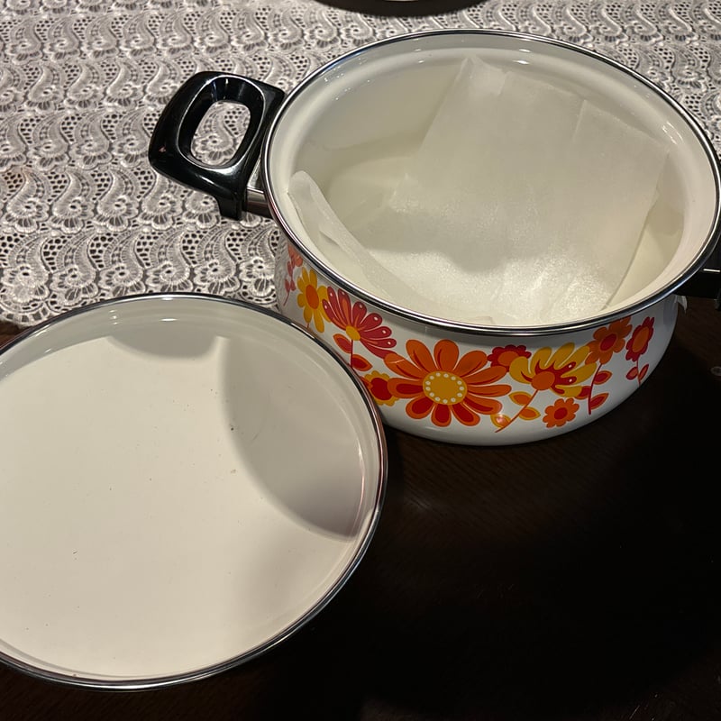 新品未使用　ホーロー鍋セット　両手鍋　片手鍋　昭和レトロ　レトロポップ　蓋付 fit=scale-down,w=1200