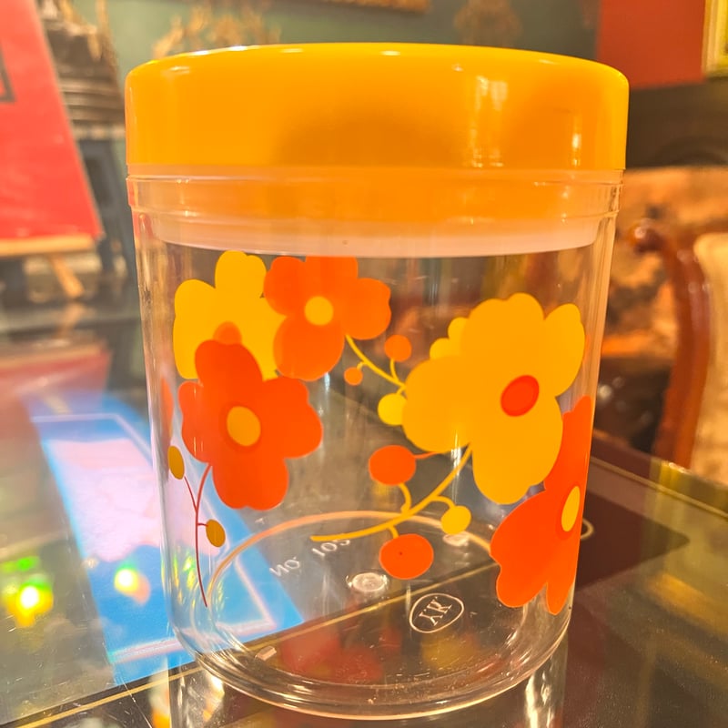 昭和レトロ 花柄プラスチックキャニスター | アンティーク家具と喫茶