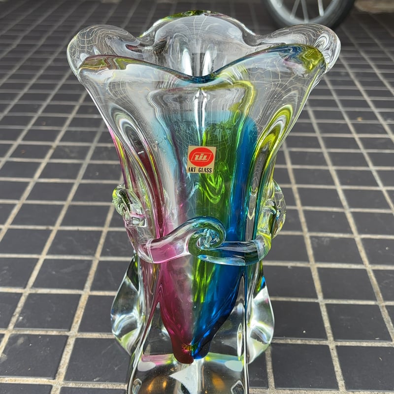 ART GLASS フラワーベース Art Glass 花瓶 手作り フラワーベース