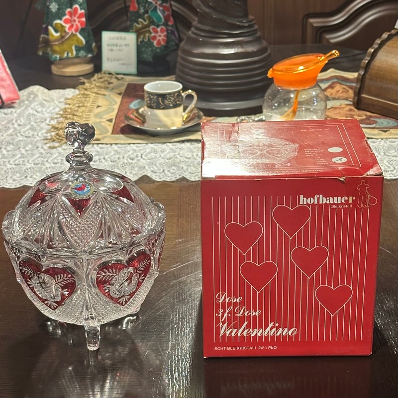 キャンディーポット ホフバウアー HOFBAUER 小物入れ 小鳥 アンティーク ホフバウアー（HOFBAUER) クリスタルキャンディポットドイツ製