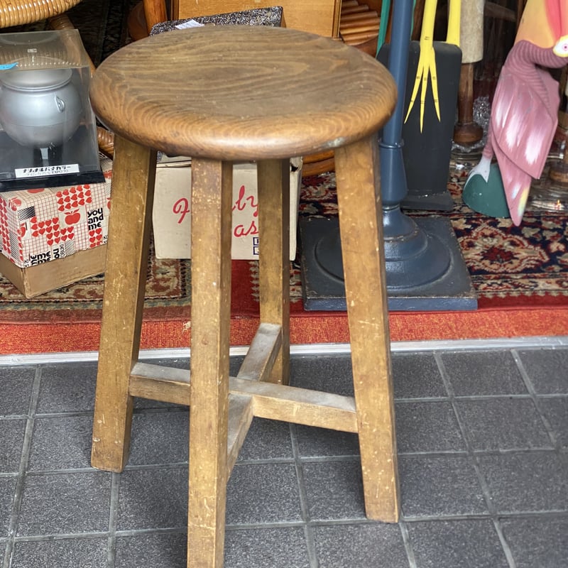 木製スツール引き出し付き昭和レトロ