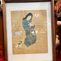 湯川松堂（ゆかわ しょうどう）猫と戯れている絵