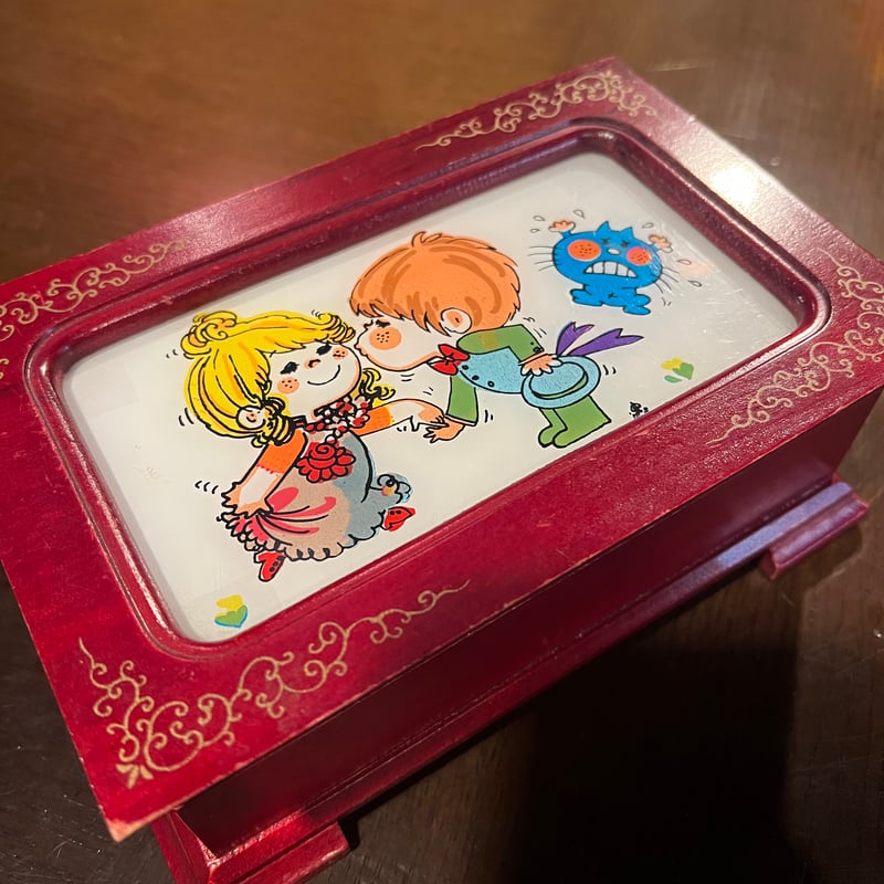 昭和レトロ 水森亜土さんイラストのジュエリーボックス（オルゴールは