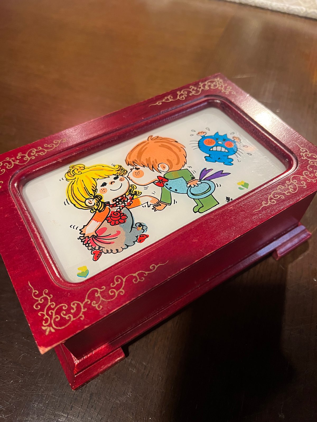 昭和レトロ 水森亜土さんイラストのジュエリーボックス（オルゴールは