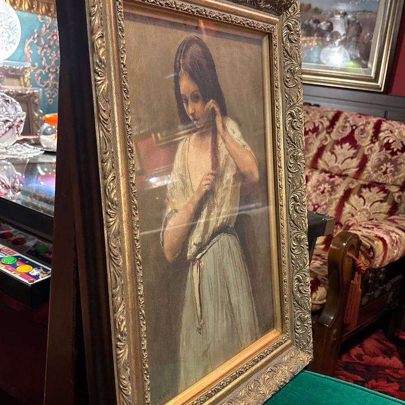 カミーユ・コロー 「身づくろいをする若い娘」 女性肖像画