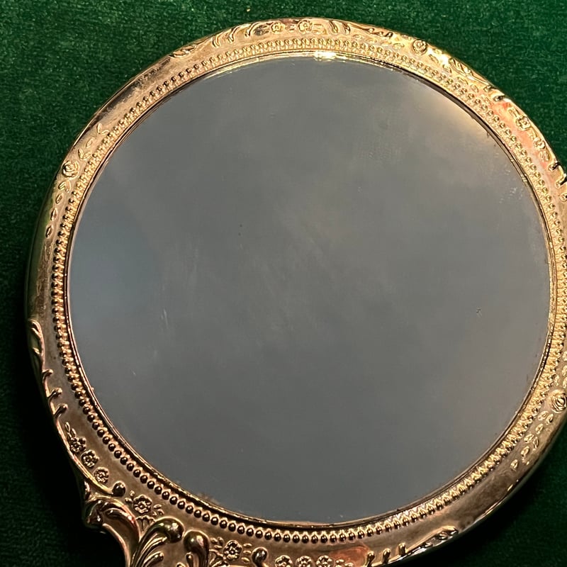 アンティーク シルバー ハンドミラー 手鏡 フローラルデザイン