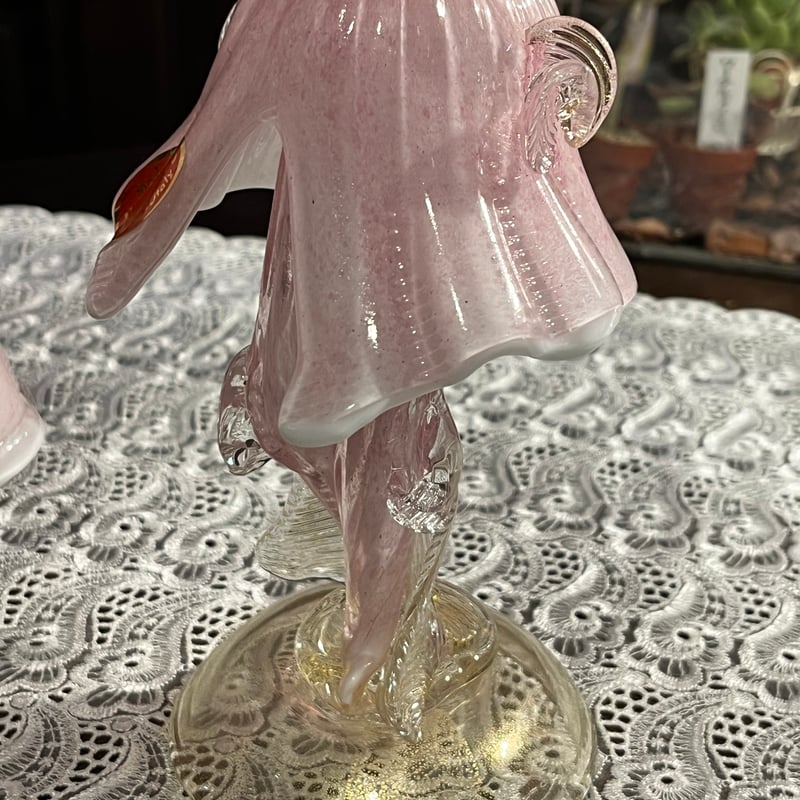 ベネチアンガラス アンティーク プレート レース 手吹きヴェニス 二枚セット ベネチアンガラス アンティーク プレート レース 手吹きヴェニス