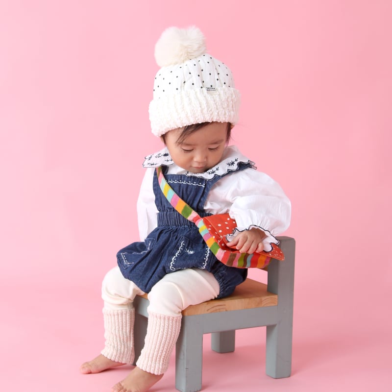 babyふわふわドットニット帽 | omekasi