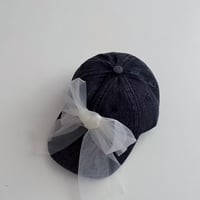 【再入荷】チュールリボンデニムcap