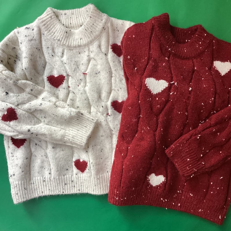 ハートケーブル編みセーター | omekasi