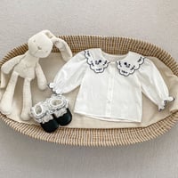 襟刺繍シャツブラウス