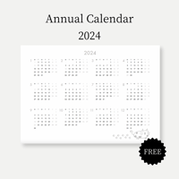 [無料]A4サイズ 年間カレンダー猫(月曜始まり) 2024年