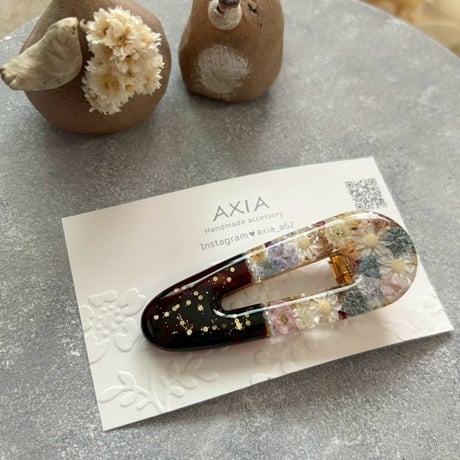 【AXAC367】かすみ草アシメヘアクリップ・べっ甲風