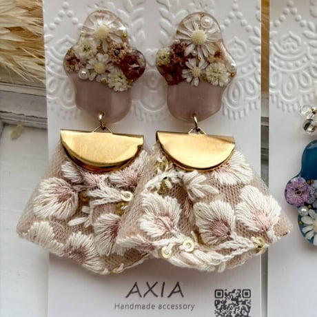 【AXAP392】インド刺繍リボンピアス