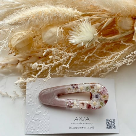 【AXAC10】かすみ草アシメヘアクリップ(くすみピンクベージュ)