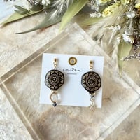 【S9R0215】ブラックsun&moonピアス（イヤリング変更可）