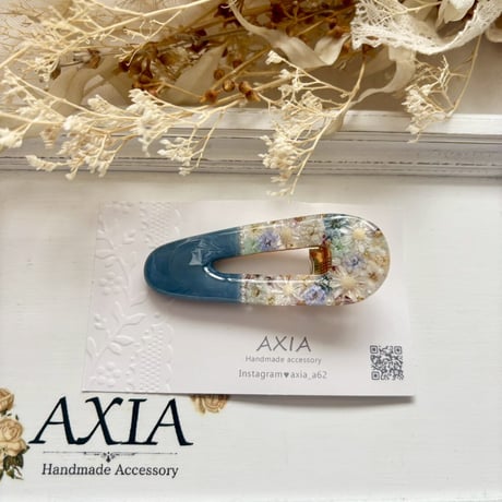 【AXAC356】かすみ草アシメヘアクリップネイビー