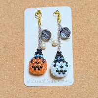 【うさ0177】ビーズ編みストラップ「ハロウィンセット　かぼちゃ＆スケルトン」
