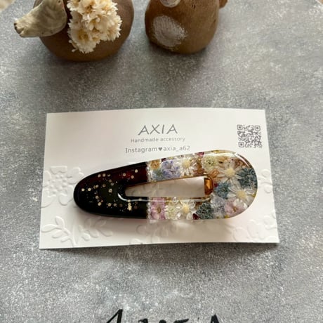 【AXAC367】かすみ草アシメヘアクリップ・べっ甲風