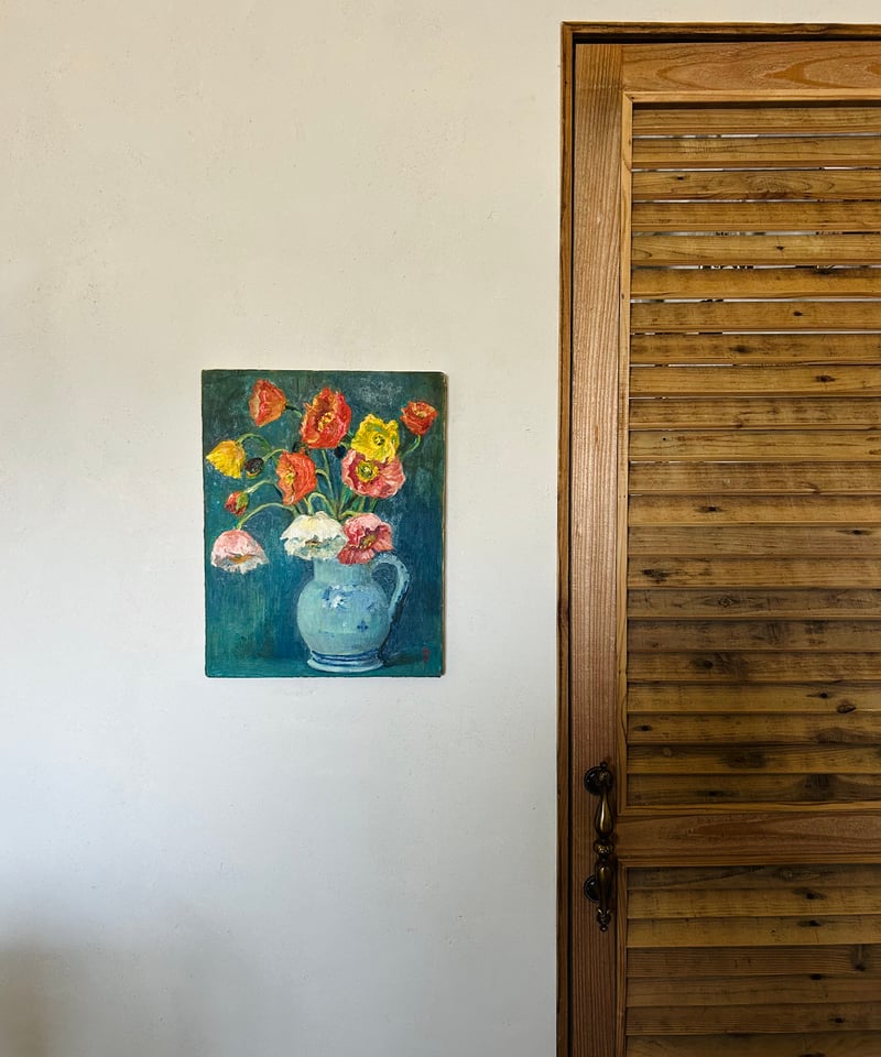 ポピーの花/静物画/油絵/アート | 骨董・アンティークの