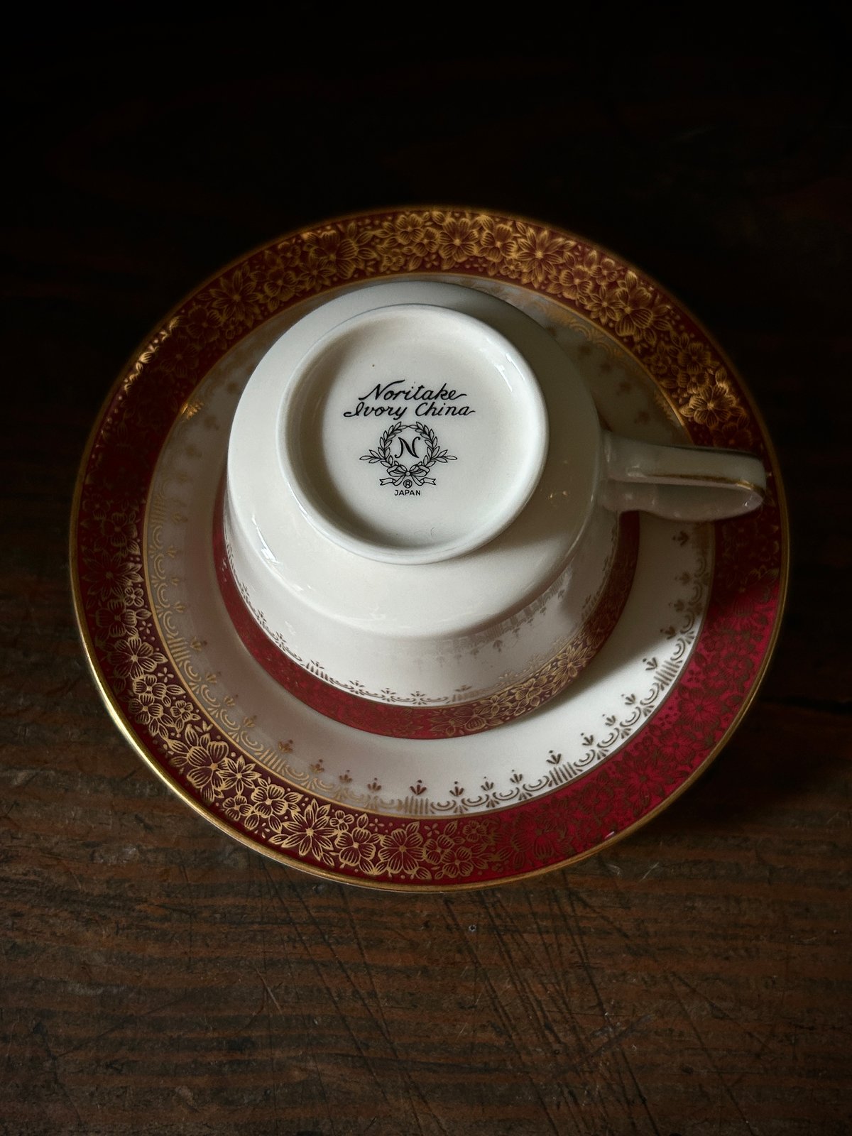 カップ＆ソーサー/Noritake/ノリタケ/Ivory China/金彩/花柄