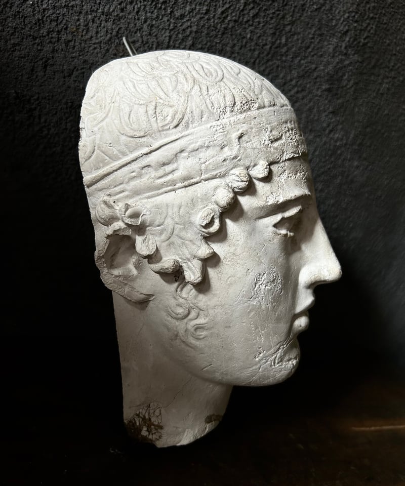 石膏像 / 男性 顔 / 古代ギリシャ風 / 壁掛け 彫刻 / アンティーク調
