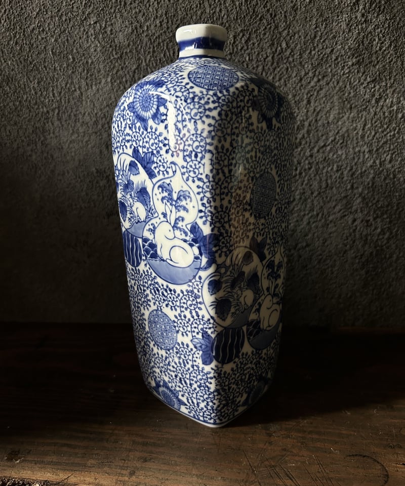 有田焼の花器K13/青絵/絵柄/アンティーク/花瓶 | 骨董