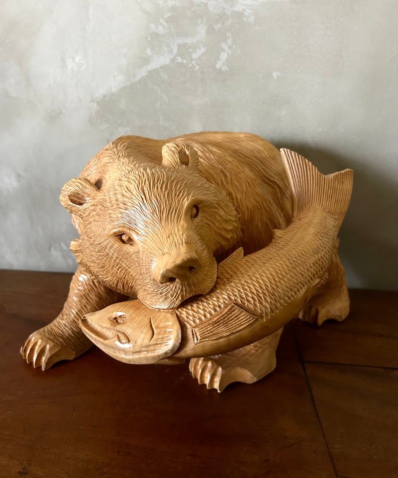 木彫り熊 /アイヌ/ヴィンテージ/鮭/置物/民藝/大きい | 骨董