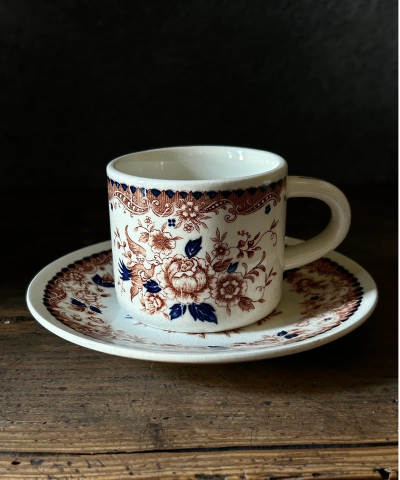 昭和レトロ コーヒーカップ&ソーサー 5客 ミッドセンチュリー 花