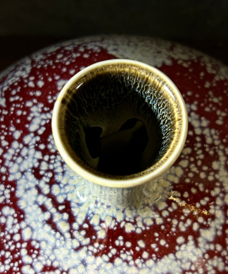 陶芸 赤土色と黒釉の花瓶