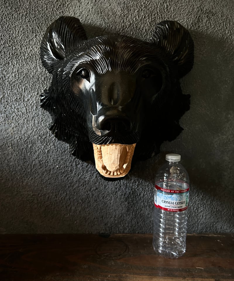 ビンテージ 木製 クマの頭部 オブジェ 木彫り熊/壁掛けオブジェ/トロフィーヘッド/熊彫刻/北海道民芸