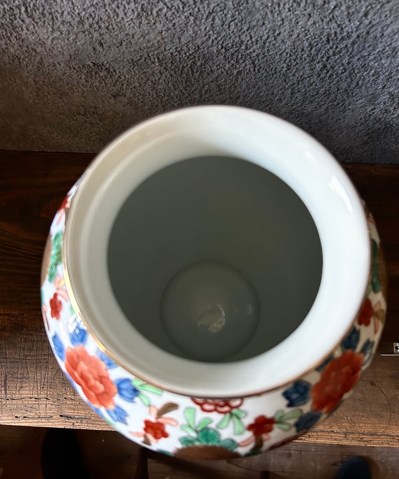 ゴールド伊万里/壺/花瓶/花模様/金彩/大きい | 骨董