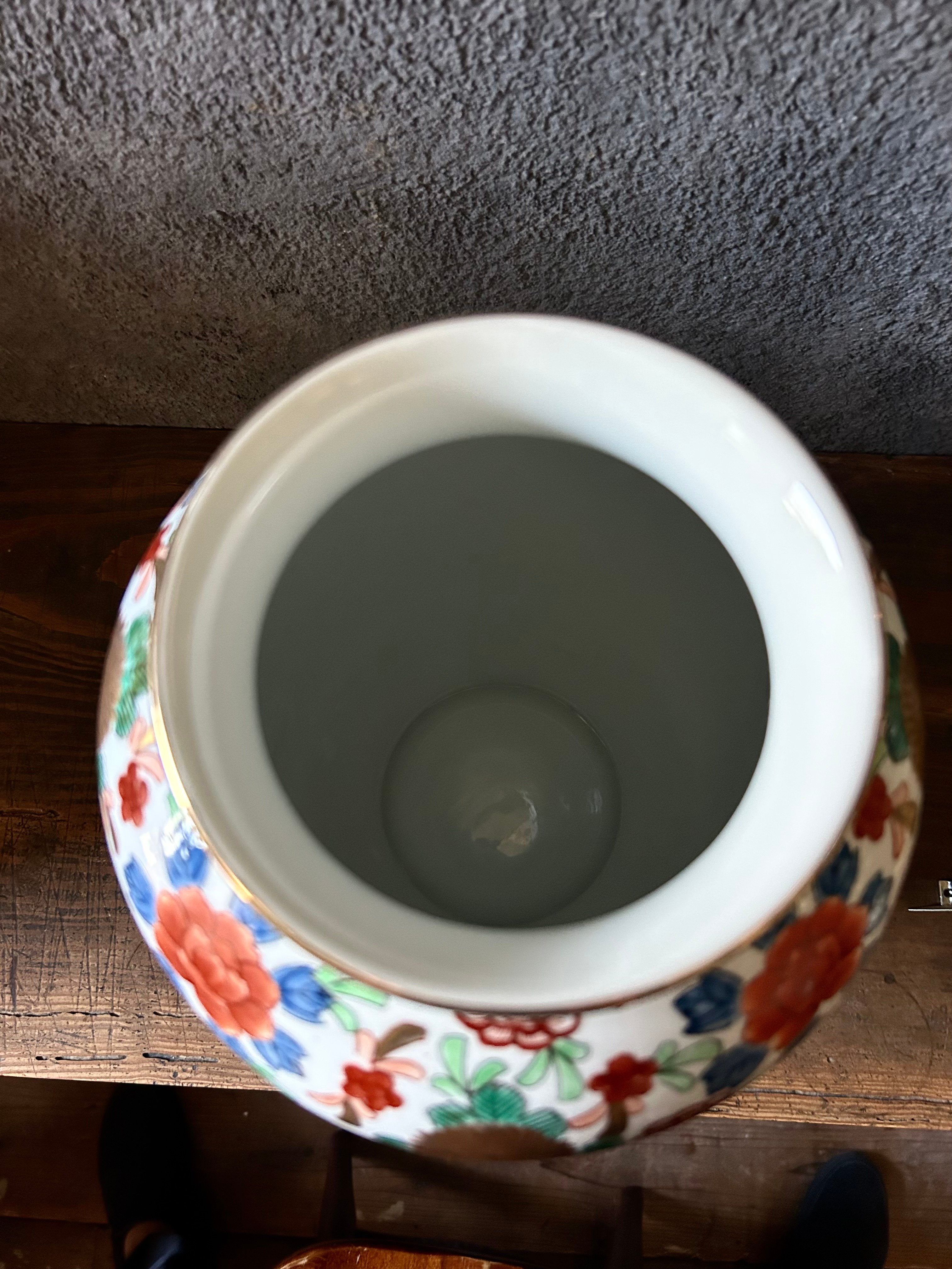 ゴールド伊万里/壺/花瓶/花模様/金彩/大きい | 骨董・アンティークの