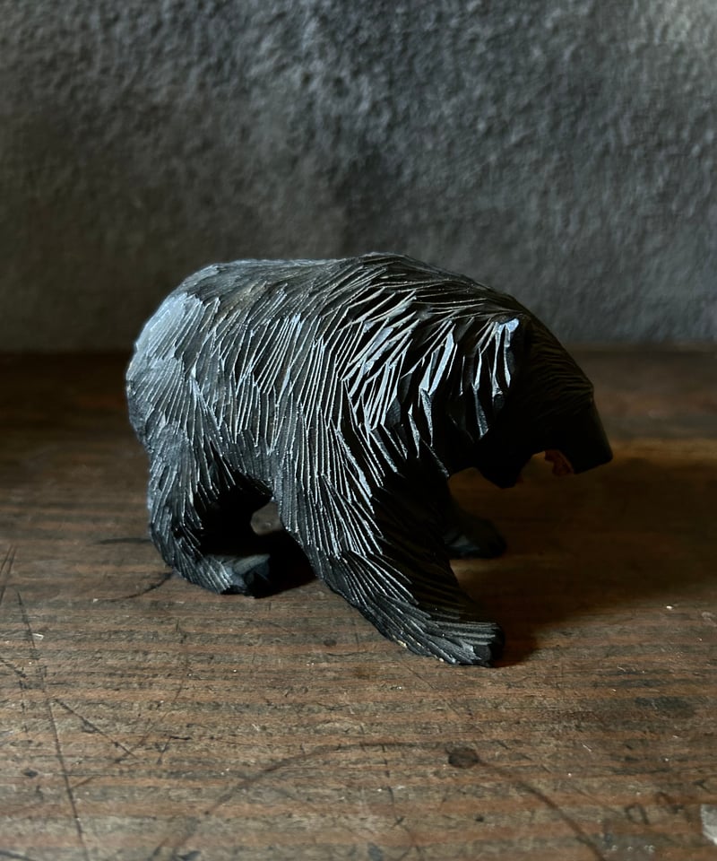 木彫り熊 黒 - 置物