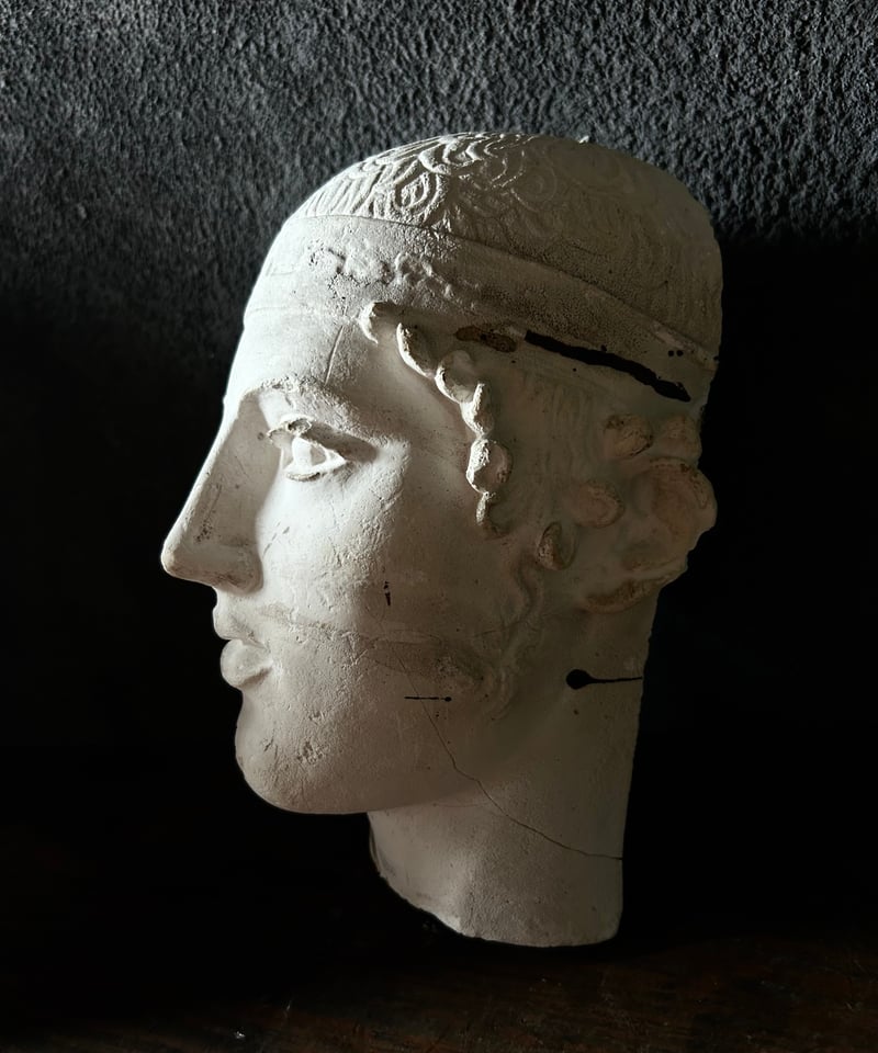 石膏像 / 男性 顔 / 古代ギリシャ風 / 壁掛け 彫刻 / アンティーク調