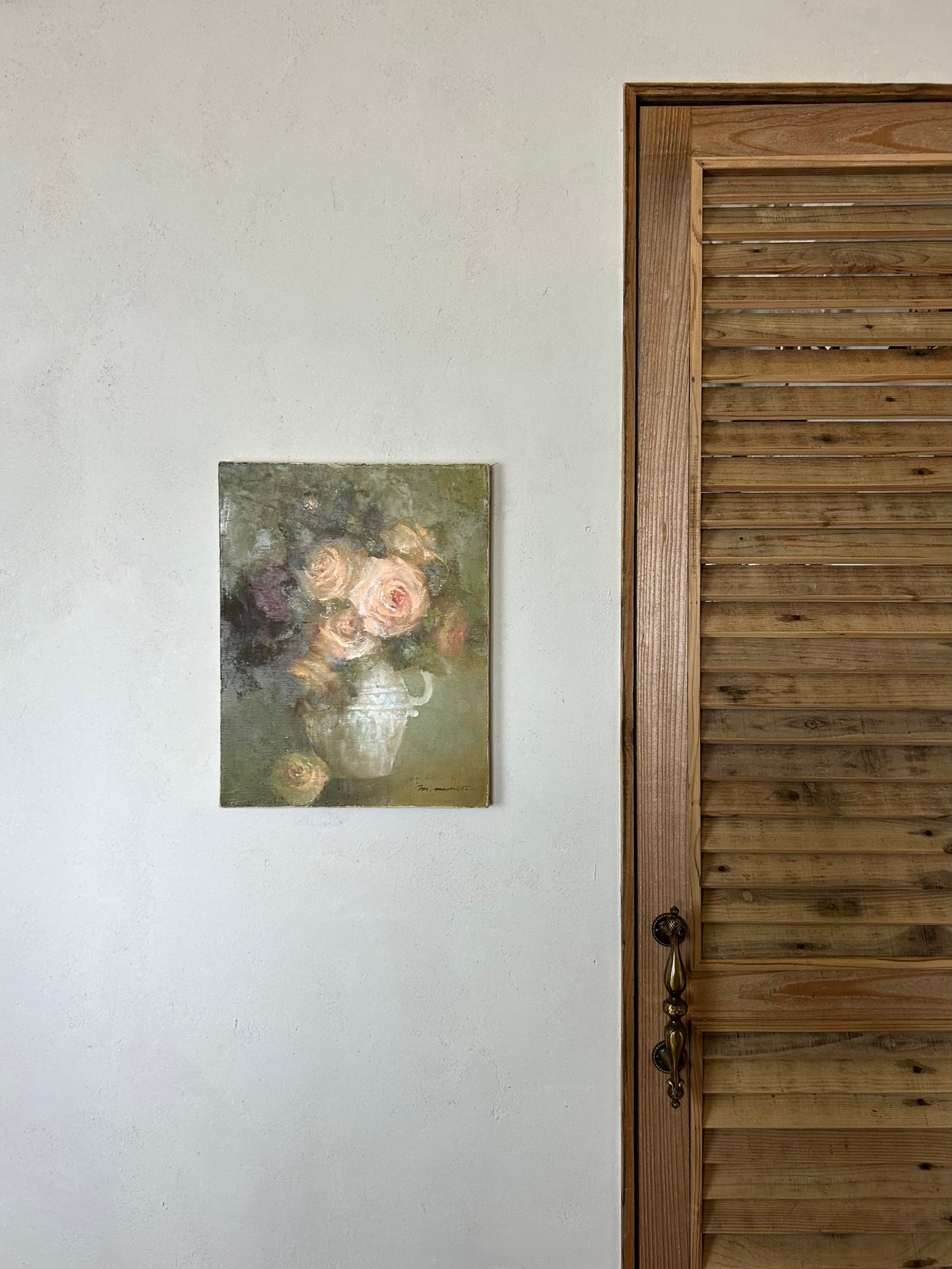 松下政江「ばら」/油絵/アート/花/アンティーク | 骨董