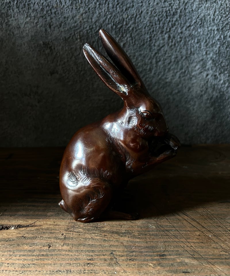 鋳物製のウサギ/小豆色/骨董 | 骨董・アンティークのオンライン