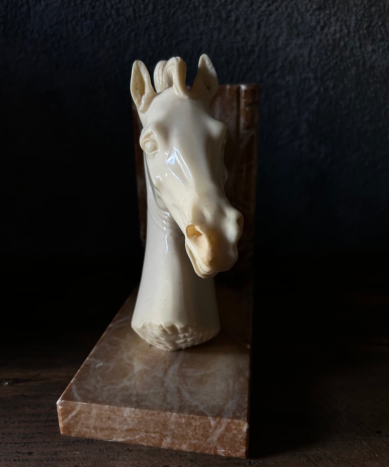 大理石の馬のブックエンド/スペイン製/オブジェ/インテリア | 骨董