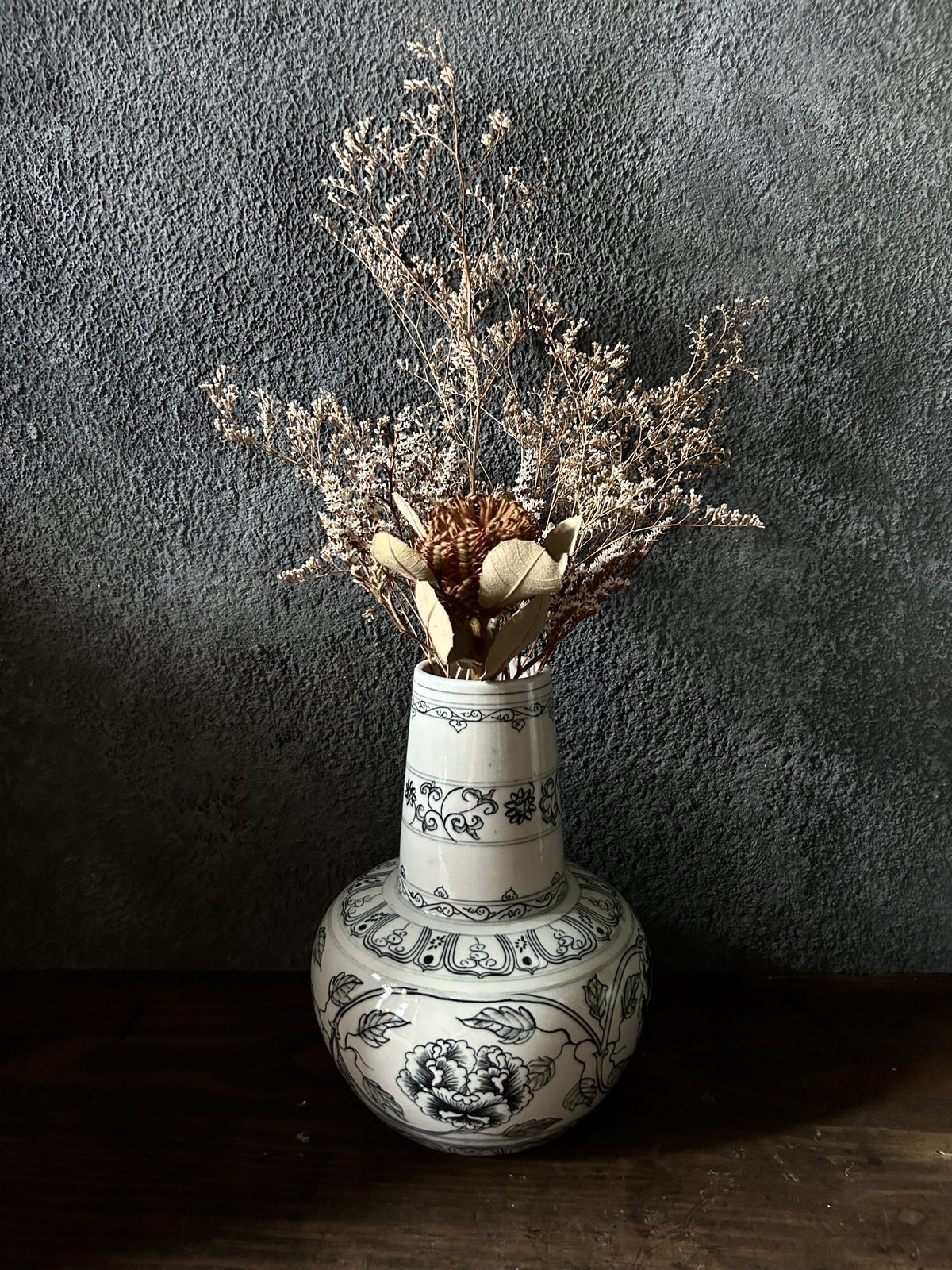 安南焼の花瓶B9/ベトナム/花柄/陶器/アンティーク | 骨董