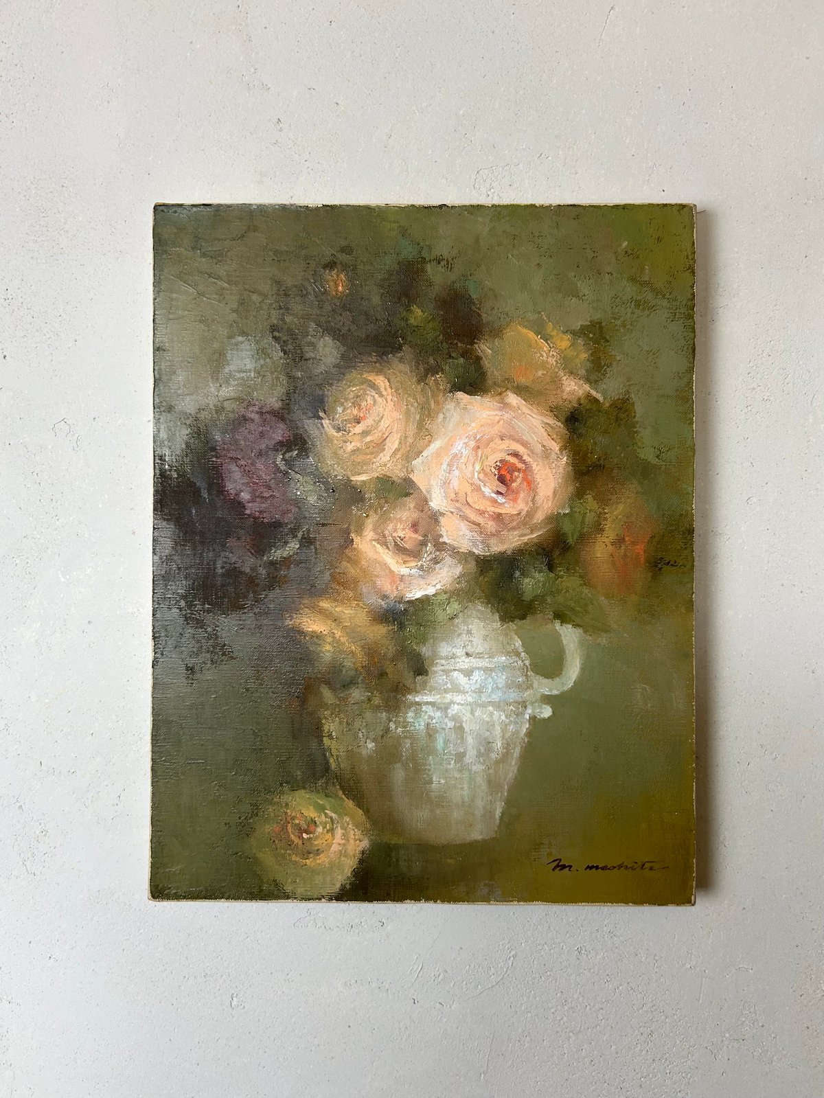 激安 松下政江「ばら」/油絵/アート/花/アンティーク 骨董 | 絵画