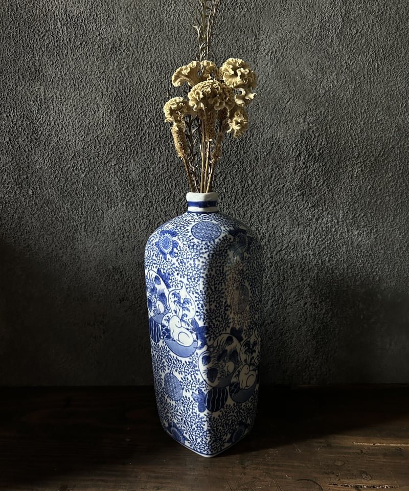 有田焼の花器K13/青絵/絵柄/アンティーク/花瓶 | 骨董