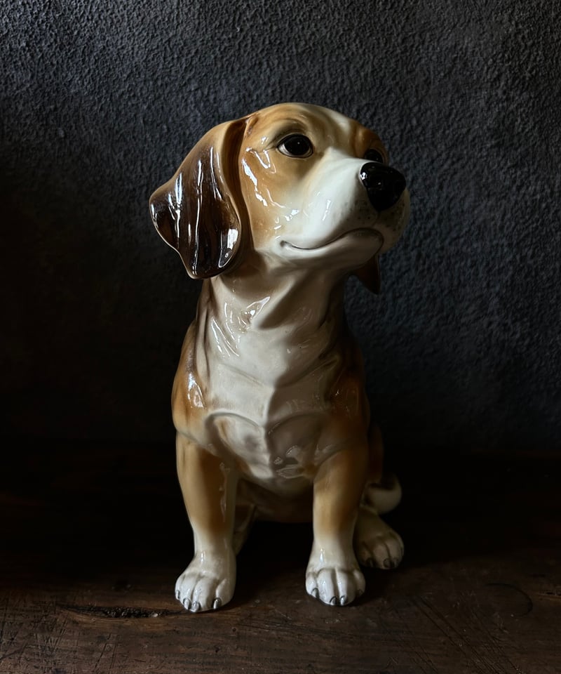 ビーグル犬 / 陶器置物 / 加藤工芸 / 手描き彩色 / ヴィンテージ