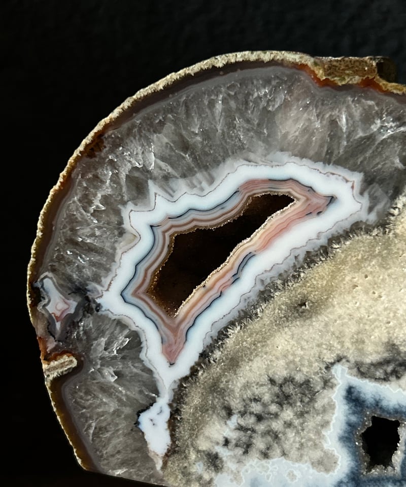 メノウ/ジオード/標本/グレー/縞模様/水晶 | 骨董・アンティークの