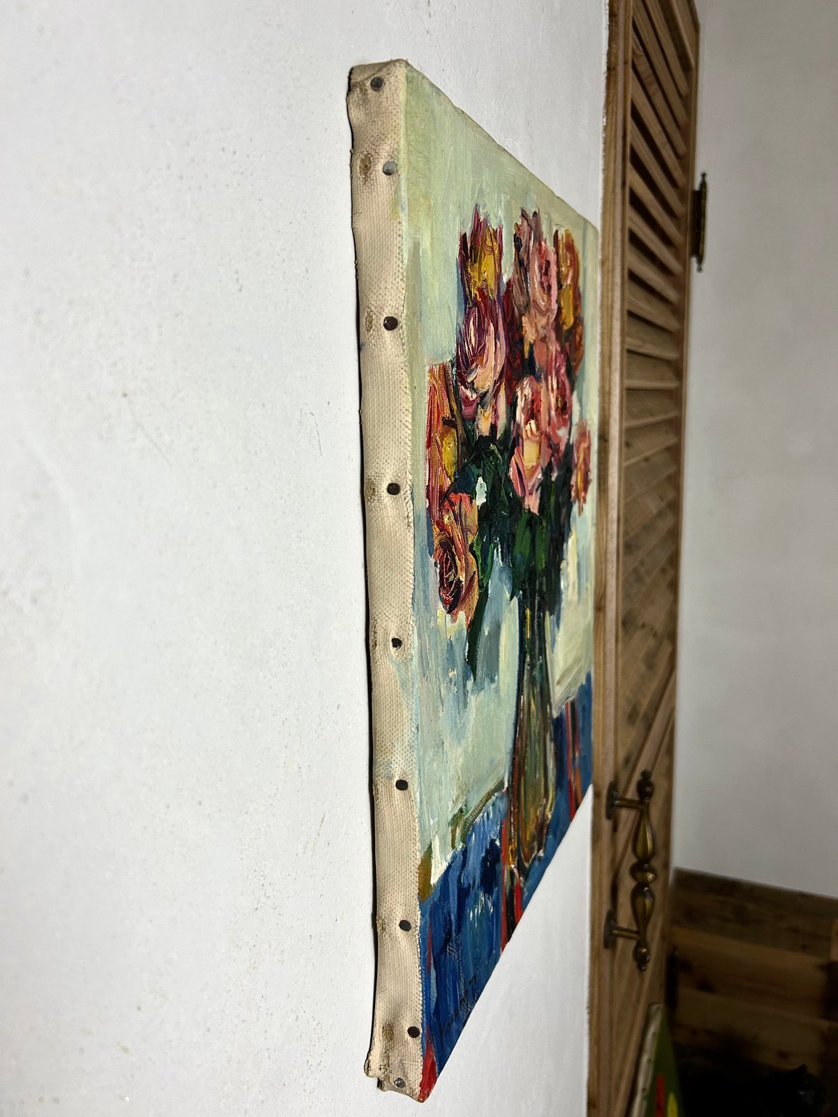 バラの油絵/岡本由郎/静物画/アート | 骨董・アンティークのオンライン